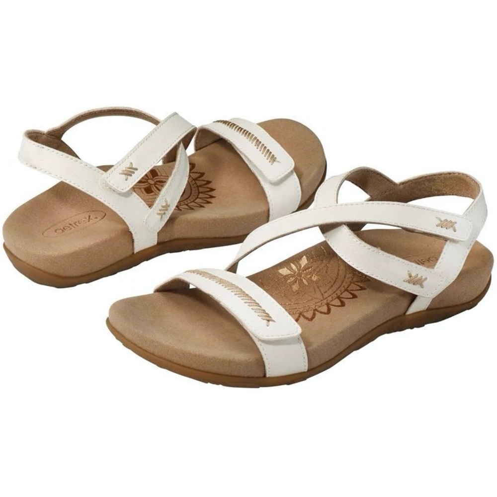 NWB Aetrex Gabby Adjustable Quarter Strap Orthotic Sandal White - EU 36 US 6-6.5